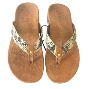 Vionic Size 8 Sandals Womens Snake Skin Print Brown Orthaheel Arch Support Gold